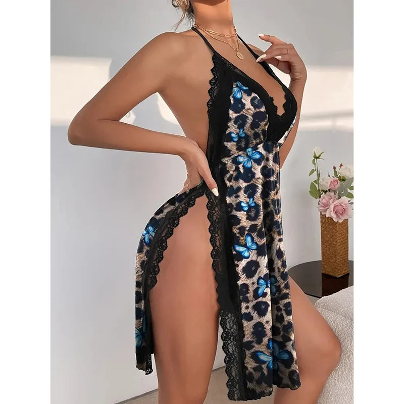 Sexy Women's Underwear Large Size Loose Home Nightgown Slit Pajamas