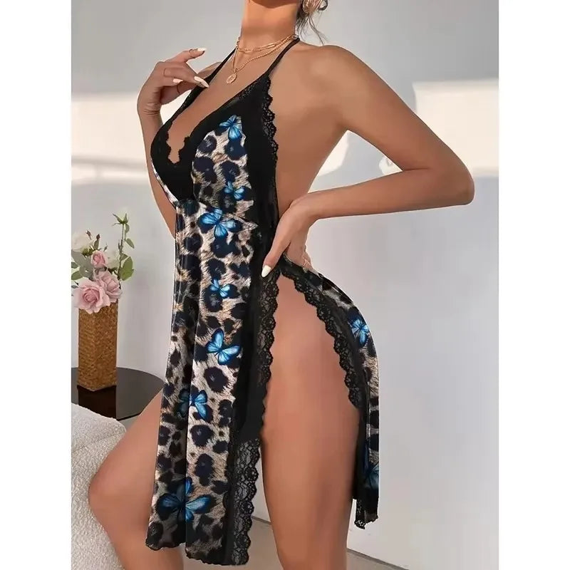 Sexy Women's Underwear Large Size Loose Home Nightgown Slit Pajamas